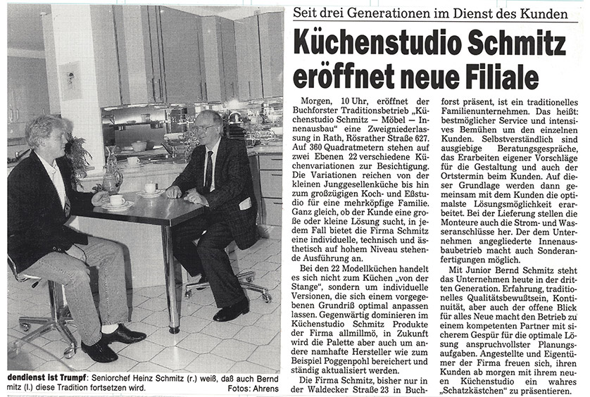 Pressemeldung zur Eröffnung einer neuen Filiale von Küchenstudio Schmitz